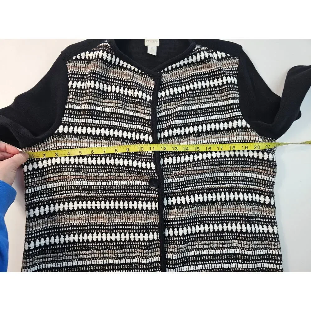 Chicos size 2 (L)  NWOT twill brown black shaket metallic strands career casual - Picture 6 of 6